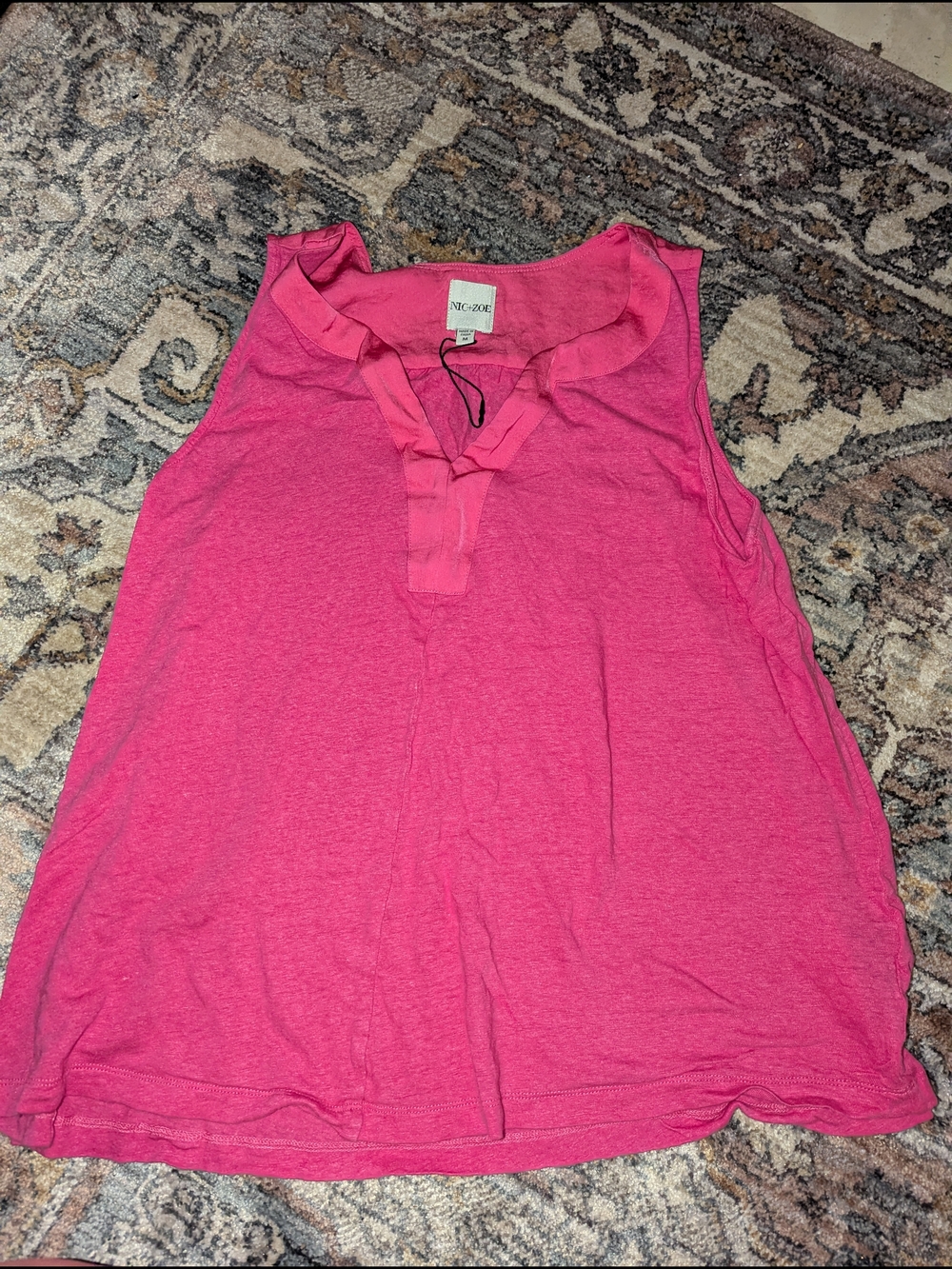 NIC+ZOE Hot Pink V-Neck Sleeveless Tank